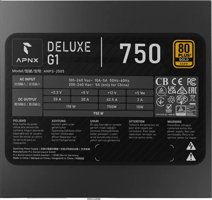 APNX DELUXE G1 750W, ATX 3.1