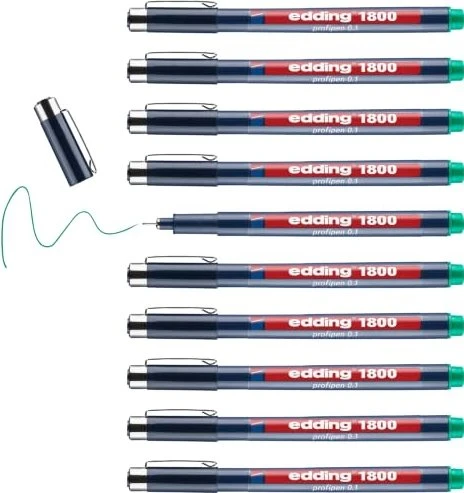 edding 1800 0.25mm grün, 10er-Pack