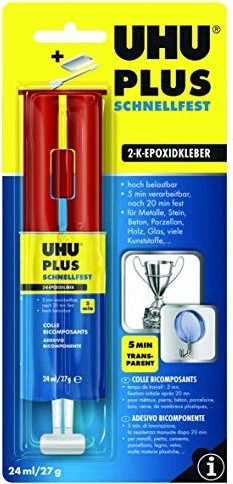 UHU Plus Schnellfest 2-Komponenten Epoxidharzkleber, 27g