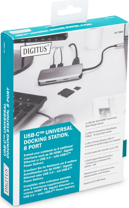 Digitus USB-C Docking Universal Docking Station 8-Port, USB-C 3.0 [Stecker]