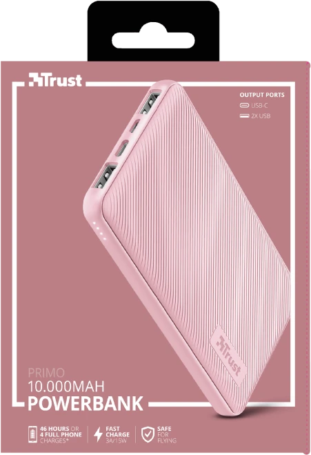 Trust Primo Ultra-thin Powerbank 10000mAh pink