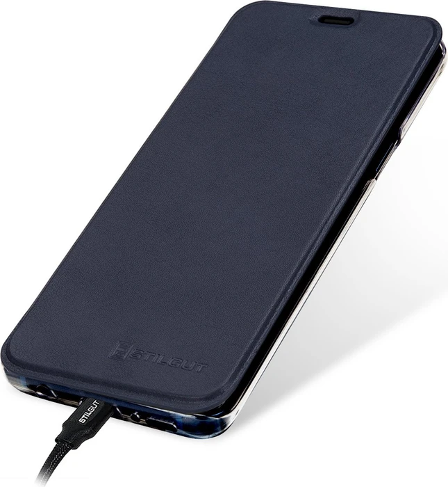 Stilgut Book Type NFC/RFID Blocking Cover für Samsung Galaxy S9+ blau