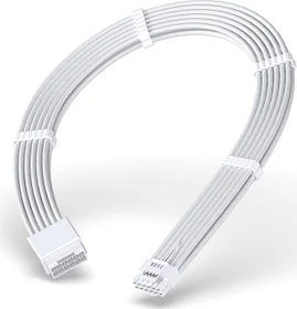 EZDIY-FAB 12VHPWR Kabel, 16-Pin PCIe Verlängerungskabel, 16-Pin PCIe 5.0 12VHPWR Buchse auf 16-Pin PCIe 5.0 12VHPWR Stecker, 16AWG, weiß, 30cm (DE2-16AWG PET-12+4-AllW)