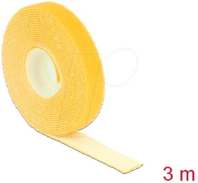 DeLOCK Klettband auf Rolle, 13mm, 3m, gelb