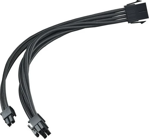 SilverStone PP07E Serie P07E-PCIB, 6/8-Pin PCIe Verlängerungskabel, 300mm, sleeved schwarz