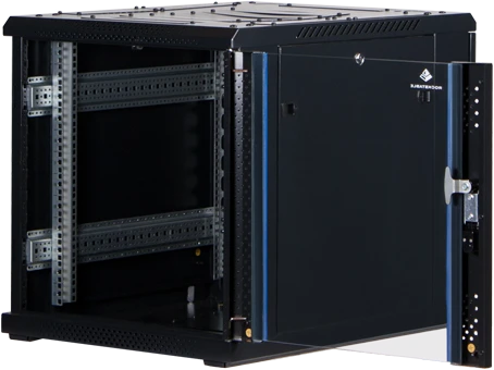 Rockstable 19" Serverschrank 12HE, Sicherheitsglastür, IP2X, schwarz, 800mm tief