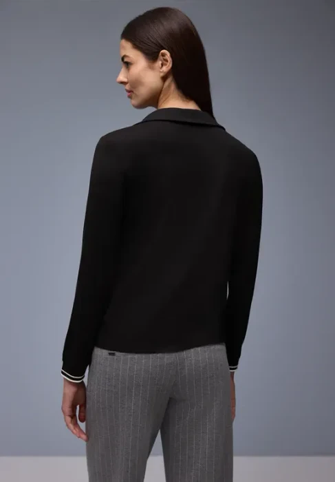 Street One Shirt mit College-Details Hemd langarm schwarz (Damen)