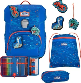 Scout Neo Superflash Blue Dino Schultaschen-Set, 4-tlg.