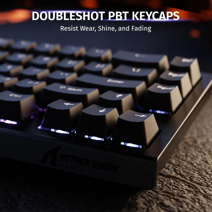 Attack Shark X68 HE Rapid Trigger Keyboard, schwarz, LEDs RGB, Outemu White Jade Magnetic, USB, US