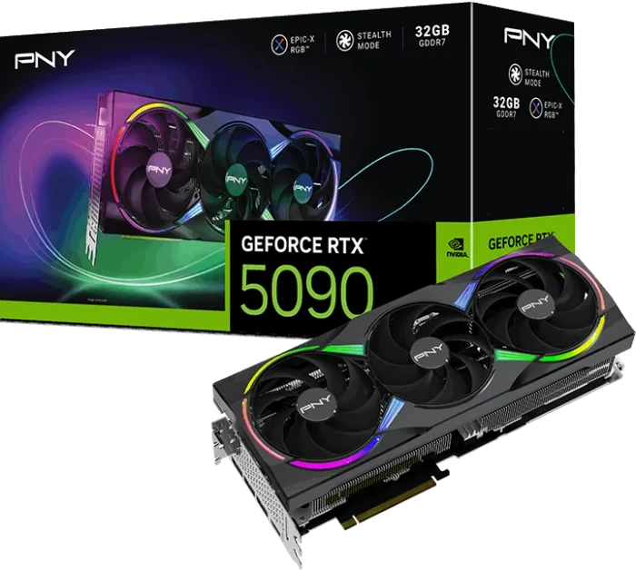 PNY GeForce RTX 5090 ARGB Epic-X RGB Triple Fan, 32GB GDDR7, HDMI, 3x DP