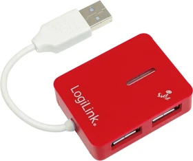 LogiLink Smile rot USB-Hub, 4x USB-A 2.0, USB-A 2.0 [Stecker] (UA0140)