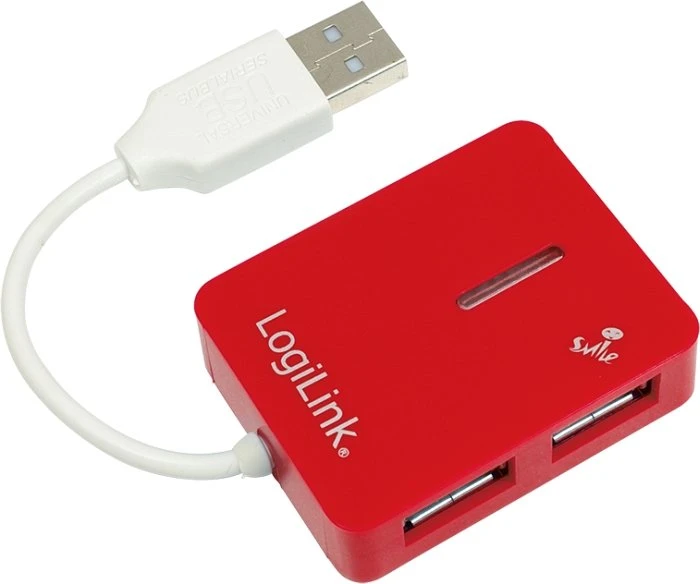 LogiLink Smile rot USB-Hub, 4x USB-A 2.0, USB-A 2.0 [Stecker]