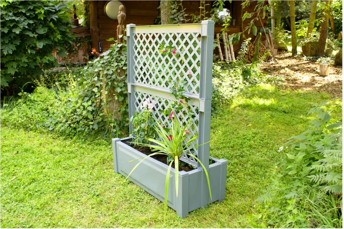 KHW Pflanzkasten mit Spalier zentral 100x43cm grau