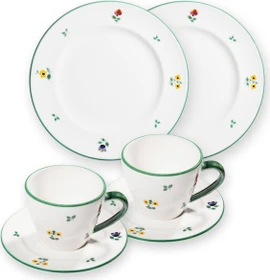 Gmundner Keramik Streublumen Frühstück für 2 Gourmet Frühstücksservice, 4-tlg.