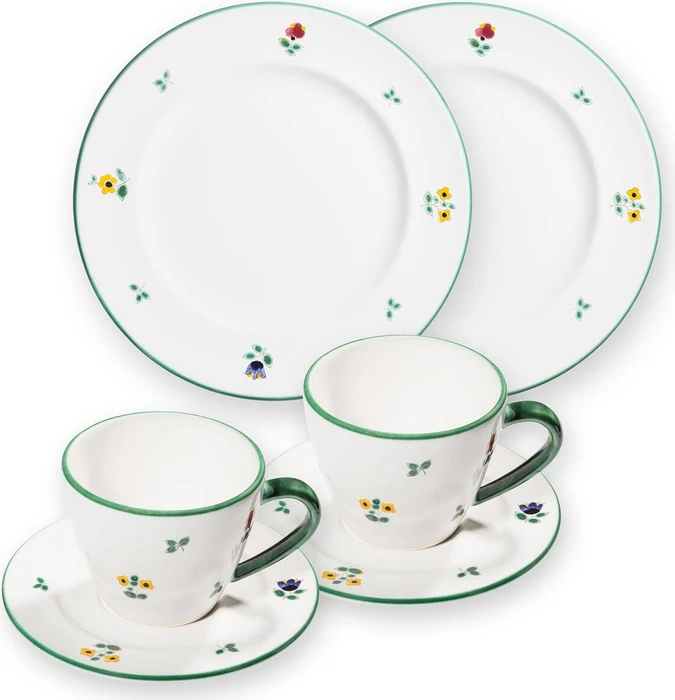 Gmundner Keramik Streublumen Frühstück für 2 Gourmet Frühstücksservice, 4-tlg.