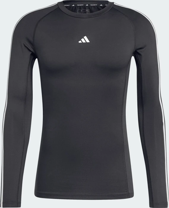 adidas Techfit Compression Training 3-Streifen Kompressionsshirt langarm schwarz (Herren)