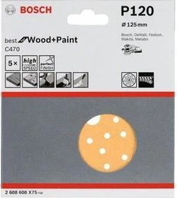 Bosch Professional C470 Best for Wood and Paint Schleifblatt K120, 125mm, 5 Stück