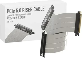 LinkUP AVA5 v4 ITX Armour Riser Kabel, links gerichtet, gewinkelt, PCIe 5.0, 600mm, weiß