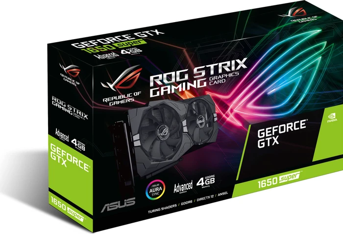 ASUS ROG Strix GeForce GTX 1650 SUPER, ROG-STRIX-GTX1650S-4G-GAMING, 4GB GDDR6, 2x HDMI, 2x DP