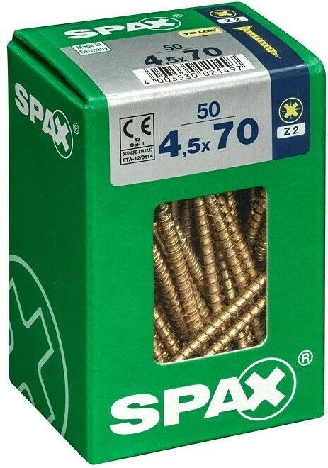 Spax YELLOX A2L 4CUT PZ2 Universalschraube, 4.5x70mm, 50 Stück