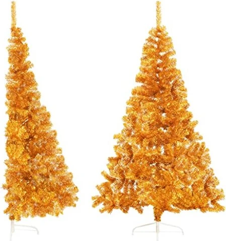 vidaXL Künstlicher Weihnachtsbaum halbrund gold