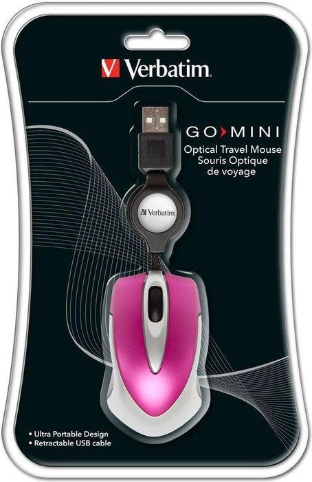 Verbatim Go Mini Optical Travel Mouse pink, USB