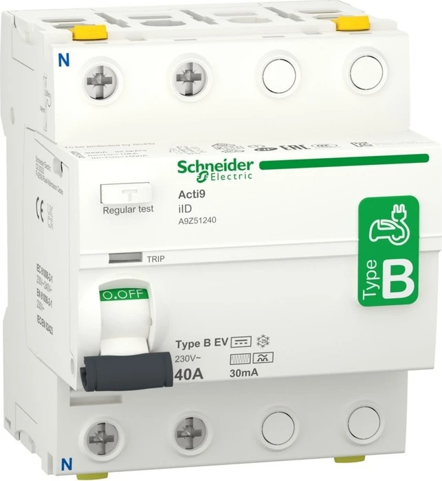 Schneider Electric Fehlerstrom-Schutzschalter Elektroladestation iID 2P 40A Typ B-EV 30mA (A9Z51240)