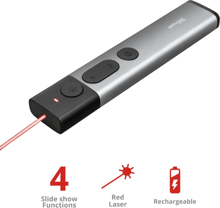 Trust Kazun Aluminium Wireless Presenter schwarz/grau, USB-A