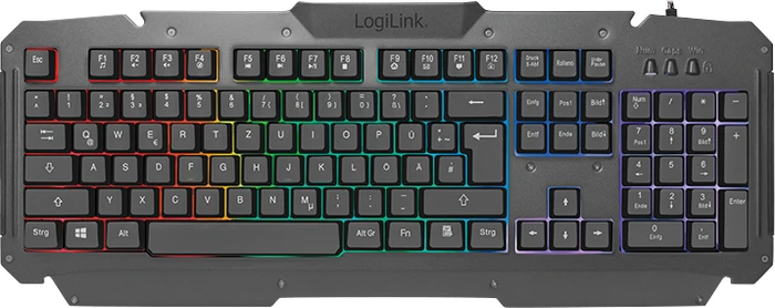 LogiLink Gaming-Tastatur-Set, beleuchtete Tastatur, beleuchtete Maus und Mauspad, USB, DE