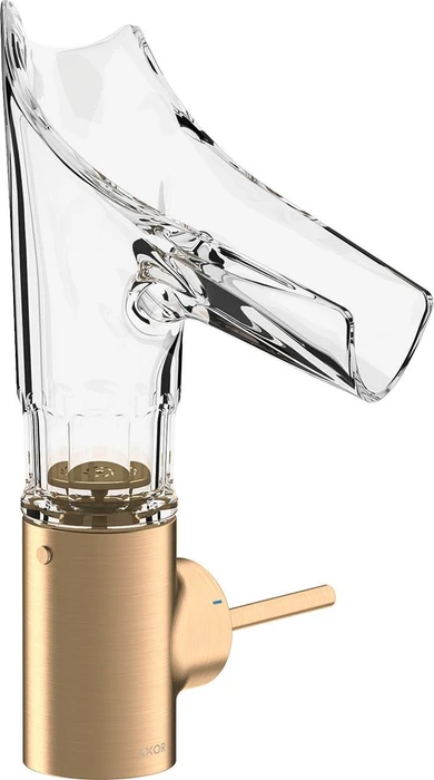 Hansgrohe Axor Starck V 140 Waschbeckenarmatur mit facettenschliff Glasauslauf brushed bronze