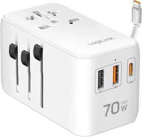 LogiLink USB-A/C Reiseladegerät GaN 70W weiß