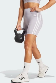 adidas Training Essentials 3-Streifen High-Waisted Hose kurz glory grey (Damen)