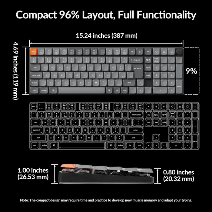 Keychron K17 Max, grau, LEDs weiß, Gateron LOW PROFILE 2.0 RED, USB/Bluetooth, UK