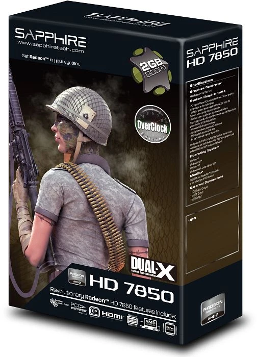 Sapphire Radeon HD 7850 Dual-X OC, 2GB GDDR5, 2x DVI, HDMI, DP, lite retail