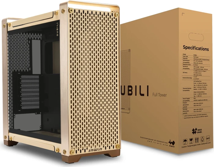In Win Dubili Champagne Gold, vormontiert, gold, Glasfenster