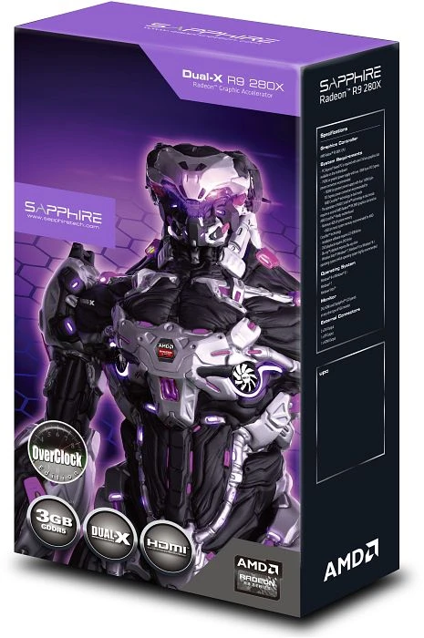 Sapphire Radeon R9 280X Dual-X OC, 3GB GDDR5, 2x DVI, HDMI, DP, lite retail