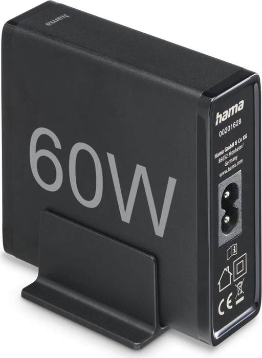 Hama Schnellladegerät 4 Ports 2x USB-C PD/QC 2x USB-A 60W schwarz