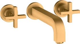 Hansgrohe Axor Citterio 3-Loch Waschbeckenarmatur mit Kreuzgriffen 222mm brushed gold optic