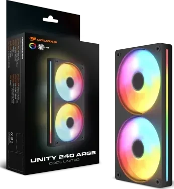 Cougar Unity 240 ARGB Reverse Blade, schwarz, 2x 120mm