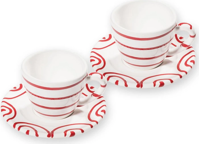 Gmundner Keramik Rotgeflammt Espressotassen-Set für 2, 4-tlg.