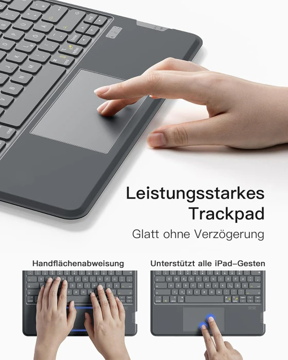 Inateck Abnehmbare Tastatur für iPad Air 6 13"/iPad Pro 12.9", grau, DE