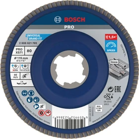 Bosch Professional X-LOCK X571 Best for Metal Fächerschleifscheibe gekröpft K80, 115x22.23mm, 1 Stück