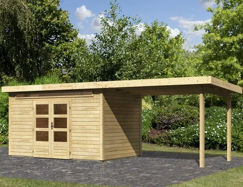 Karibu Kandern 7 Gartenhaus inkl. Anbau 3.2m natur