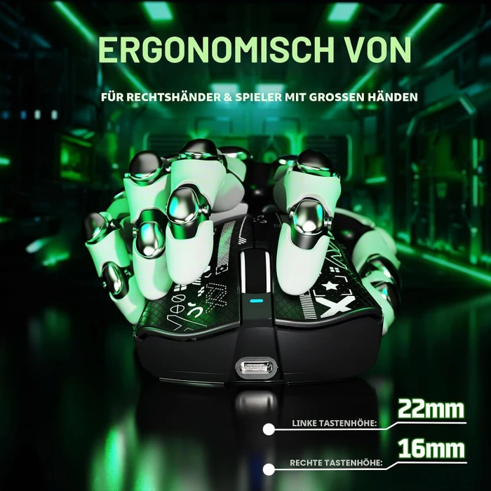 Attack Shark V3 Tri-mode Wireless Gaming Mouse, schwarz, inkl. Grip Tape, USB/Bluetooth