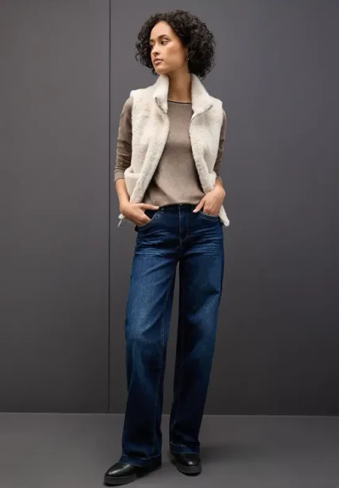 Street One Soft Melange Shirt langarm silk brown mel. (Damen)