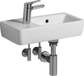 Geberit Renova Compact Handwaschbecken verkürzte Ausladung 50cm, Hahnloch links, mit Überlauf, weiß