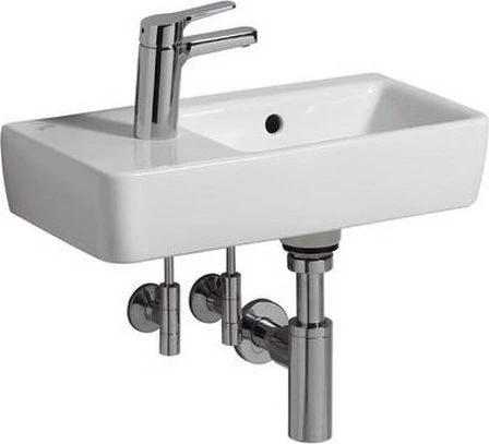 Geberit Renova Compact Handwaschbecken verkürzte Ausladung 50cm, Hahnloch links, mit Überlauf, weiß