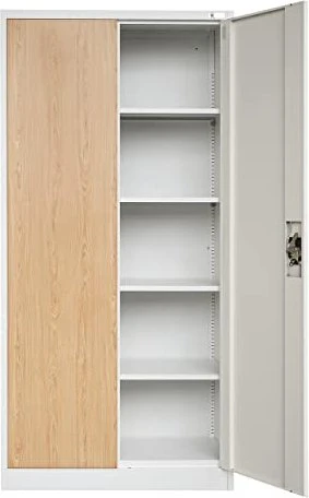 Jan Nowak C001H Flügeltürenschrank, weiß/braun, Aktenschrank