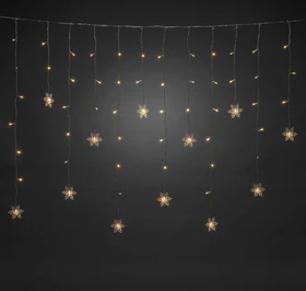 Konstsmide Lichtervorhang 12 Schneeflocken LED 60x warmweiß