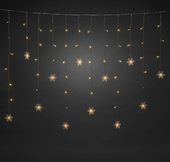 Konstsmide Lichtervorhang 12 Schneeflocken LED 60x warmweiß